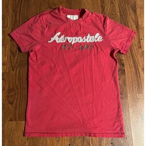 Aeropostale Mens Small Red Graphic T-Shirt NY-A87 Embroidered Logo  Y2K